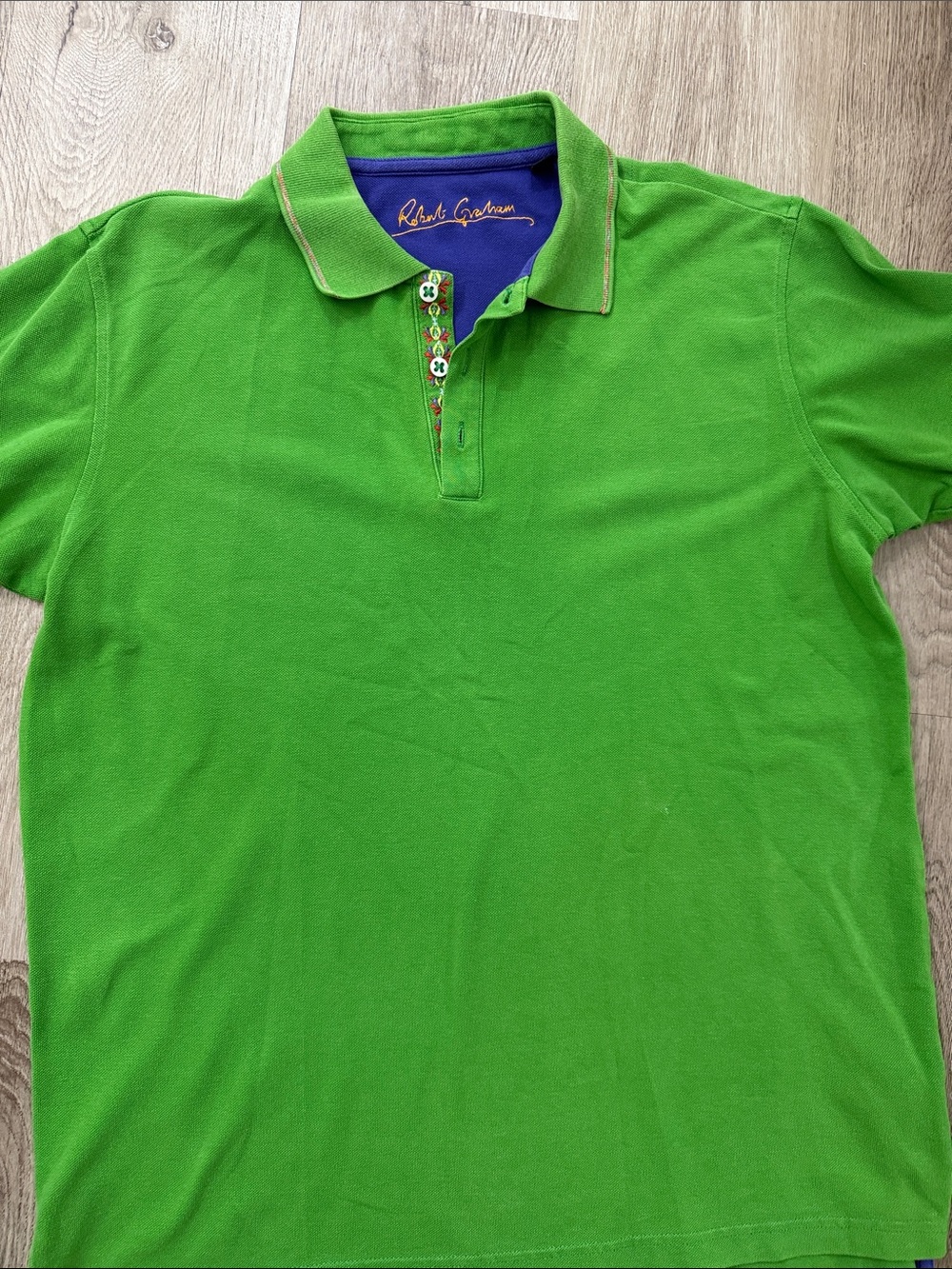 Robert Graham Grass Green Polo with Navy Inner Collar